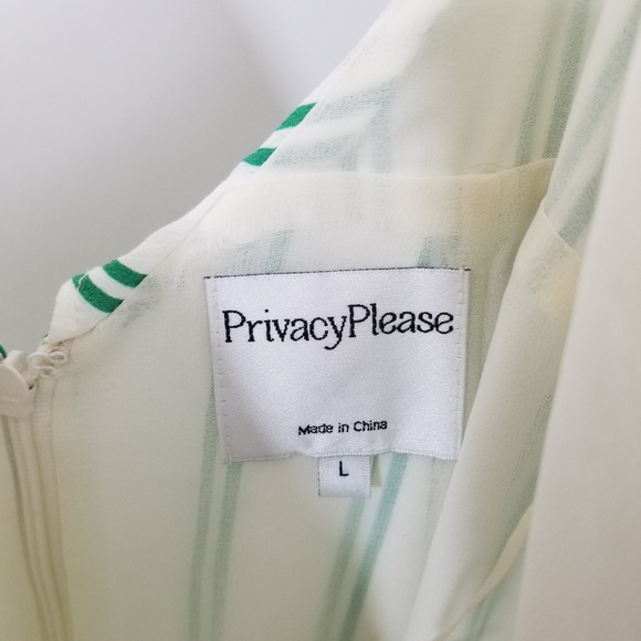 PRIVACY PLEASE Atlantis Ruffle Front Mini Dress in Green Stripe Size Large L - Picture 6 of 6